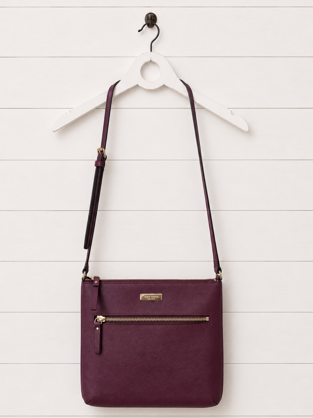 Kate Spade Plum Crossbody Bag - Slim Zipper Shoulder Purse